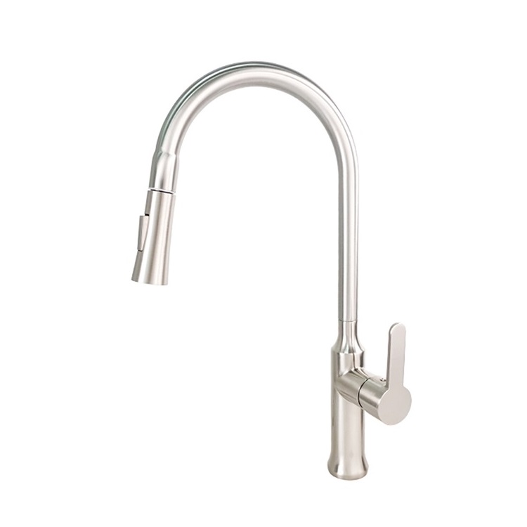 Product New Brushed Nickel Single Handle Single Lever Pull Out Kitchen Sink Faucet With Sprayer