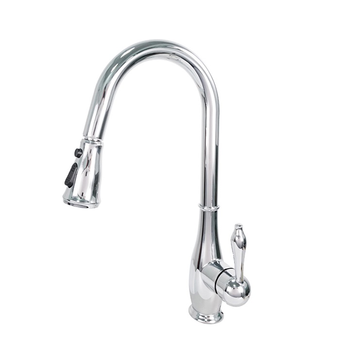 Factory Price Chrome Plated Single Handle Spring Pull Out Kitchen Faucet For Sink