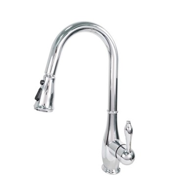 Factory Price Chrome Plated Single Handle Spring Pull Out Kitchen Faucet For Sink