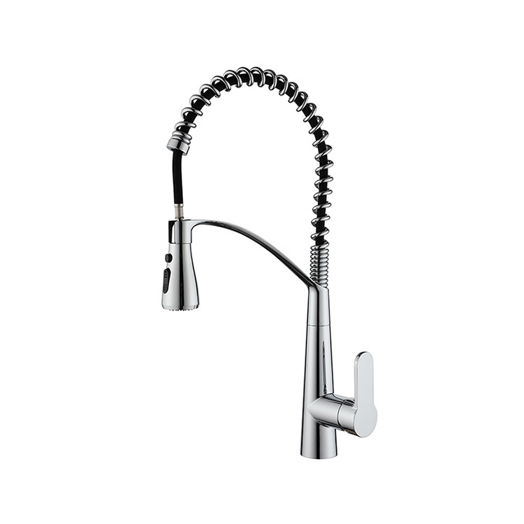 High Quality Single Hole Chrome Plated Brushed Nickel Kitchen Taps Supplying Hot Cold Water Kitchen Faucet With Spring