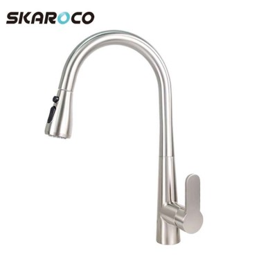 China Supplier Brushed Nickel Plate 2 Way Kitchen Pull Out Mixer Taps Faucet