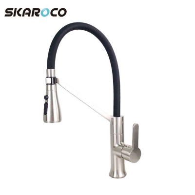 Factory Price Sanitary Ware Flexible Hose Faucets Nickel Brushed Single Handle Kitchen Sink Faucet