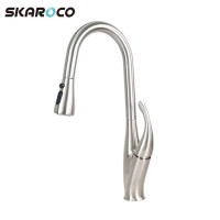 China Wholesale Deck Mounted Special Design Brushed Nickel Single Handle Pull Out Kitchen Faucet For Sink