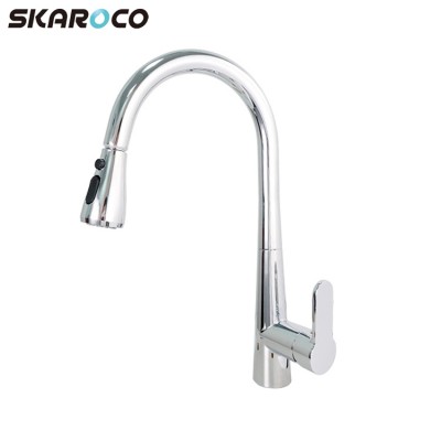 New Products Polished Luxury Home Single Handle Chrome Pull Out Zinc Alloy Kitchen Faucet