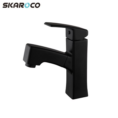 Low Price Sanitary Ware Pull Out Black Basin Faucets Cold Hot Water Sink Mixer