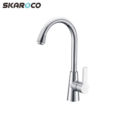 Customized Single Hole Chrome Plated Supplying Hot Cold Water Kitchen Taps Durable Kitchen Faucet